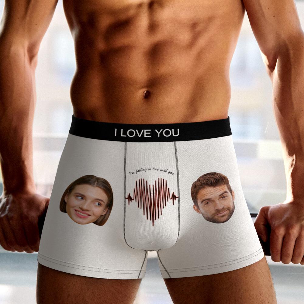 Custom Photo Boxer Electrocardiogram Underwear Men's Underwear Gift For Boyfriend AR View-Blongser