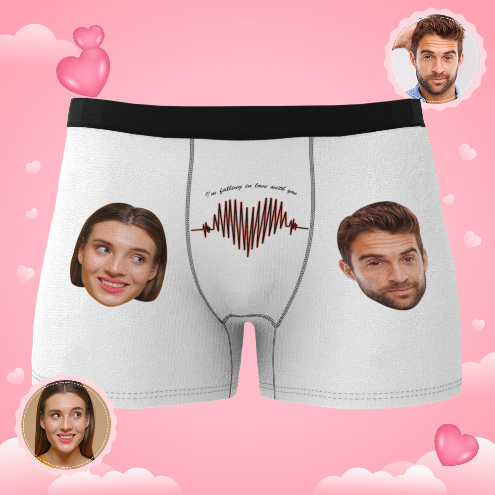 Custom Photo Boxer Electrocardiogram Underwear Men's Underwear Gift For Boyfriend AR View-Blongser