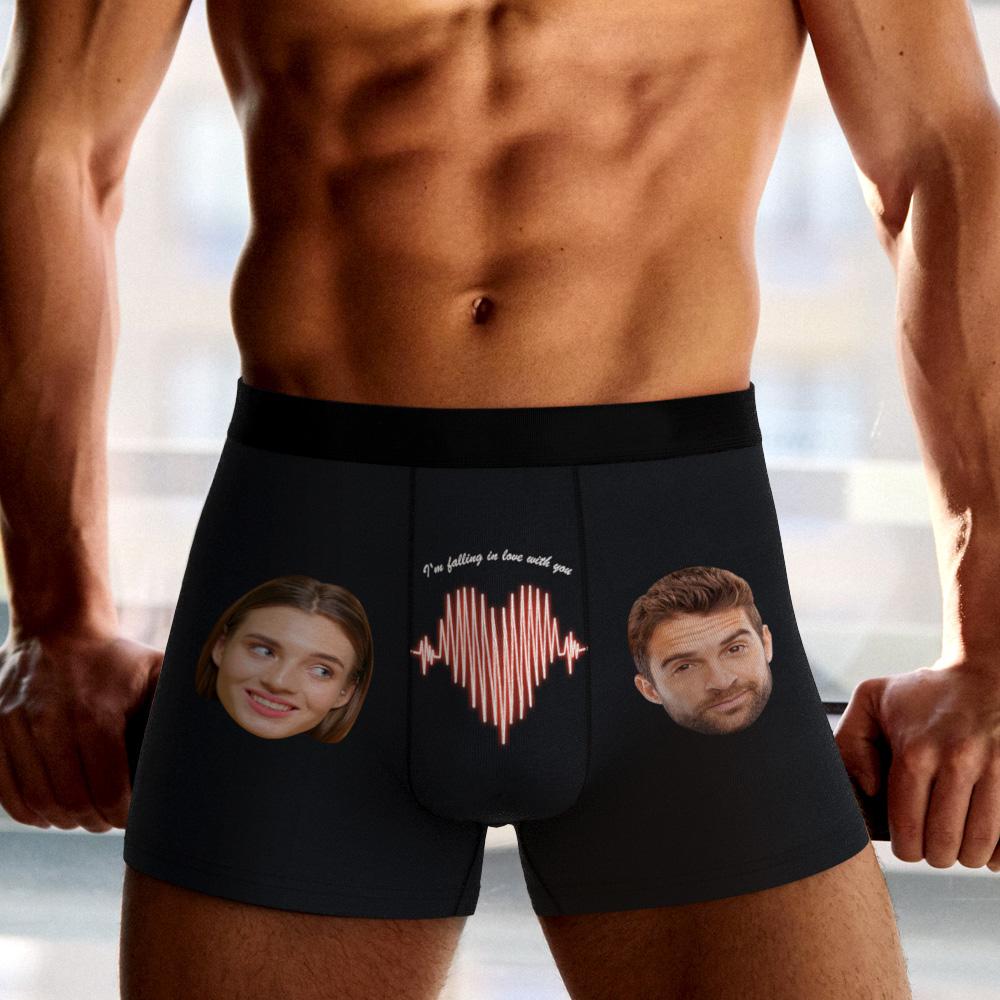 Custom Photo Boxer Electrocardiogram Underwear Men's Underwear Gift For Boyfriend AR View-Blongser