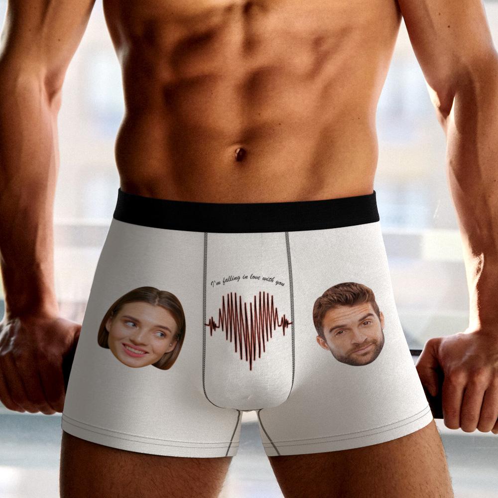 Custom Photo Boxer Electrocardiogram Underwear Men's Underwear Gift For Boyfriend AR View-Blongser