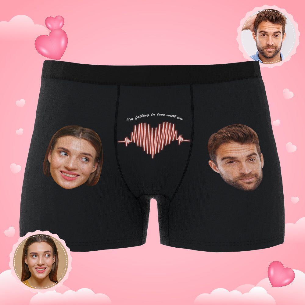 Custom Photo Boxer Electrocardiogram Underwear Men's Underwear Gift For Boyfriend AR View-Blongser