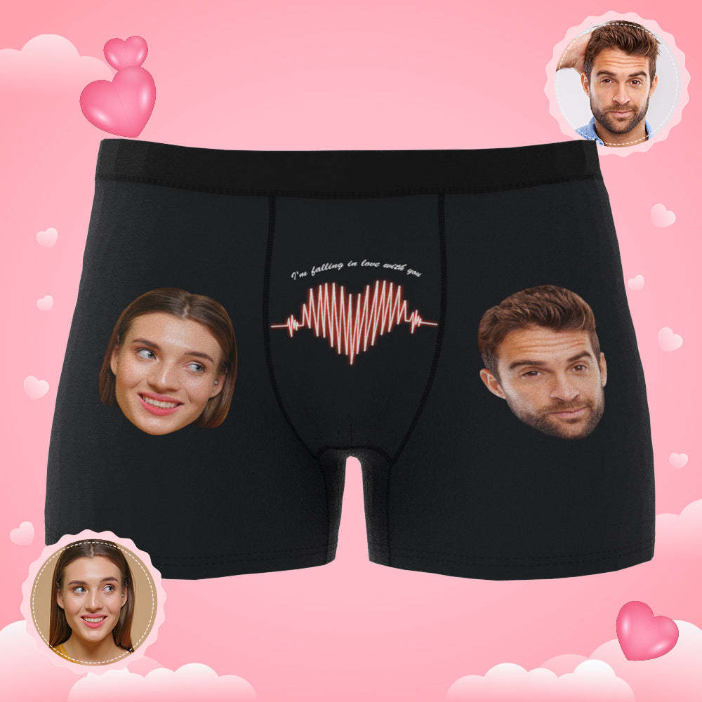Custom Photo Boxer Electrocardiogram Underwear Men's Underwear Gift For Boyfriend AR View-Blongser