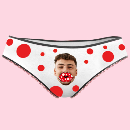 Custom Face Women's Panties Personalized Red Lips Briefs-Blongser