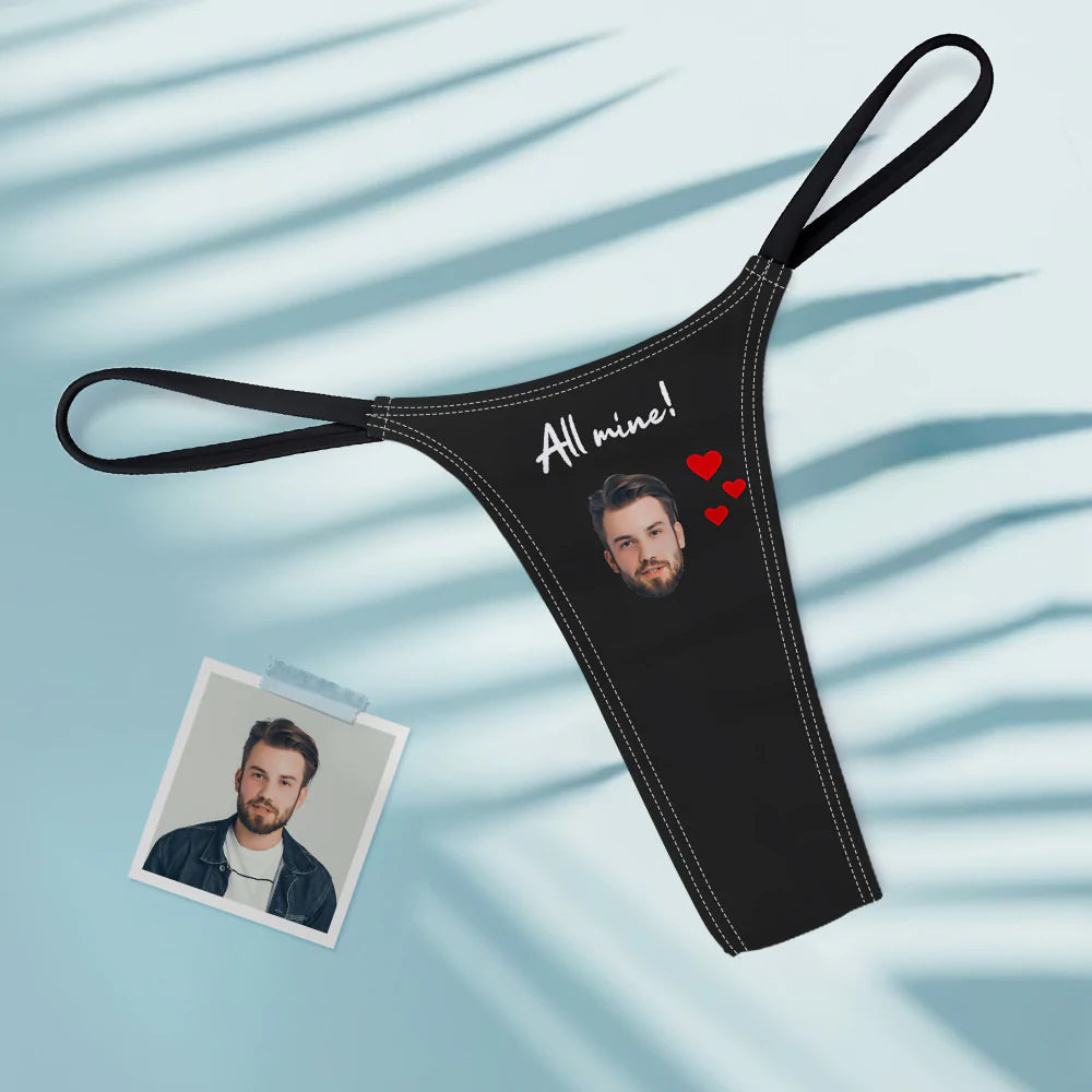 Custom Face All Mine Women's Tanga Thong Gift for Her-Blongser