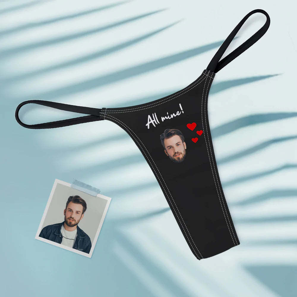 Custom Face All Mine Women's Tanga Thong Gift for Her-Blongser