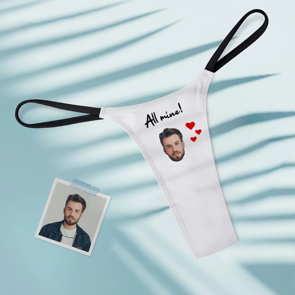 Custom Face All Mine Women's Tanga Thong Gift for Her-Blongser