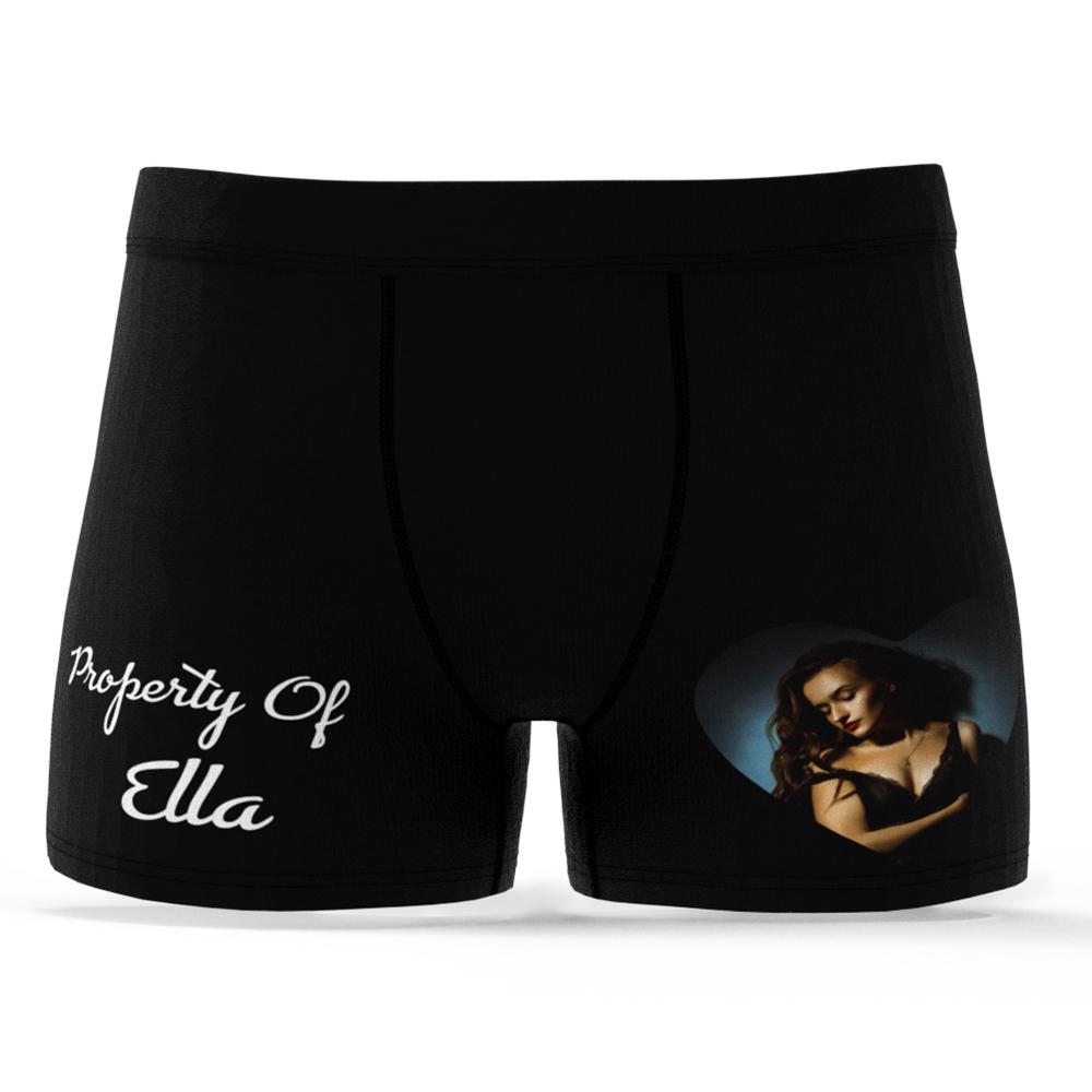 Custom Face Photo Engraving Underwear Set Love Heart Boxer Shorts Valentine's Day-Blongser
