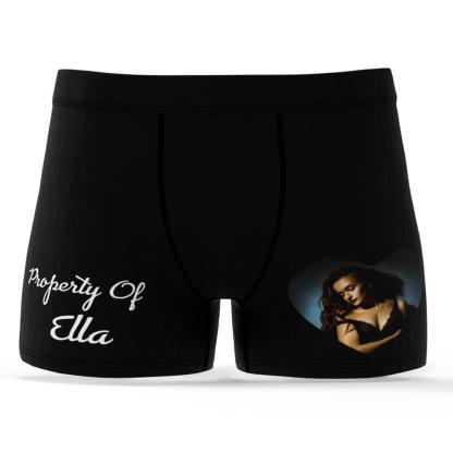 Custom Face Photo Engraving Underwear Set Love Heart Boxer Shorts Valentine's Day-Blongser