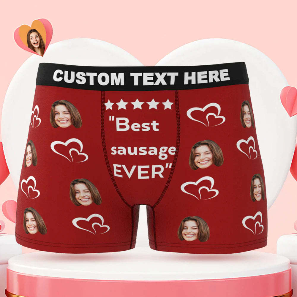 Custom Men's Face Boxer Briefs Best Sausage Ever Personalized Funny Valentine's Day Gift for Him-Blongser