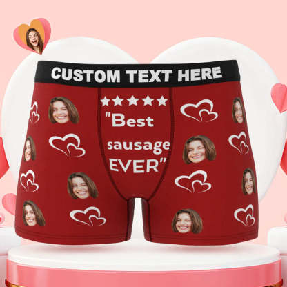 Custom Men's Face Boxer Briefs Best Sausage Ever Personalized Funny Valentine's Day Gift for Him-Blongser