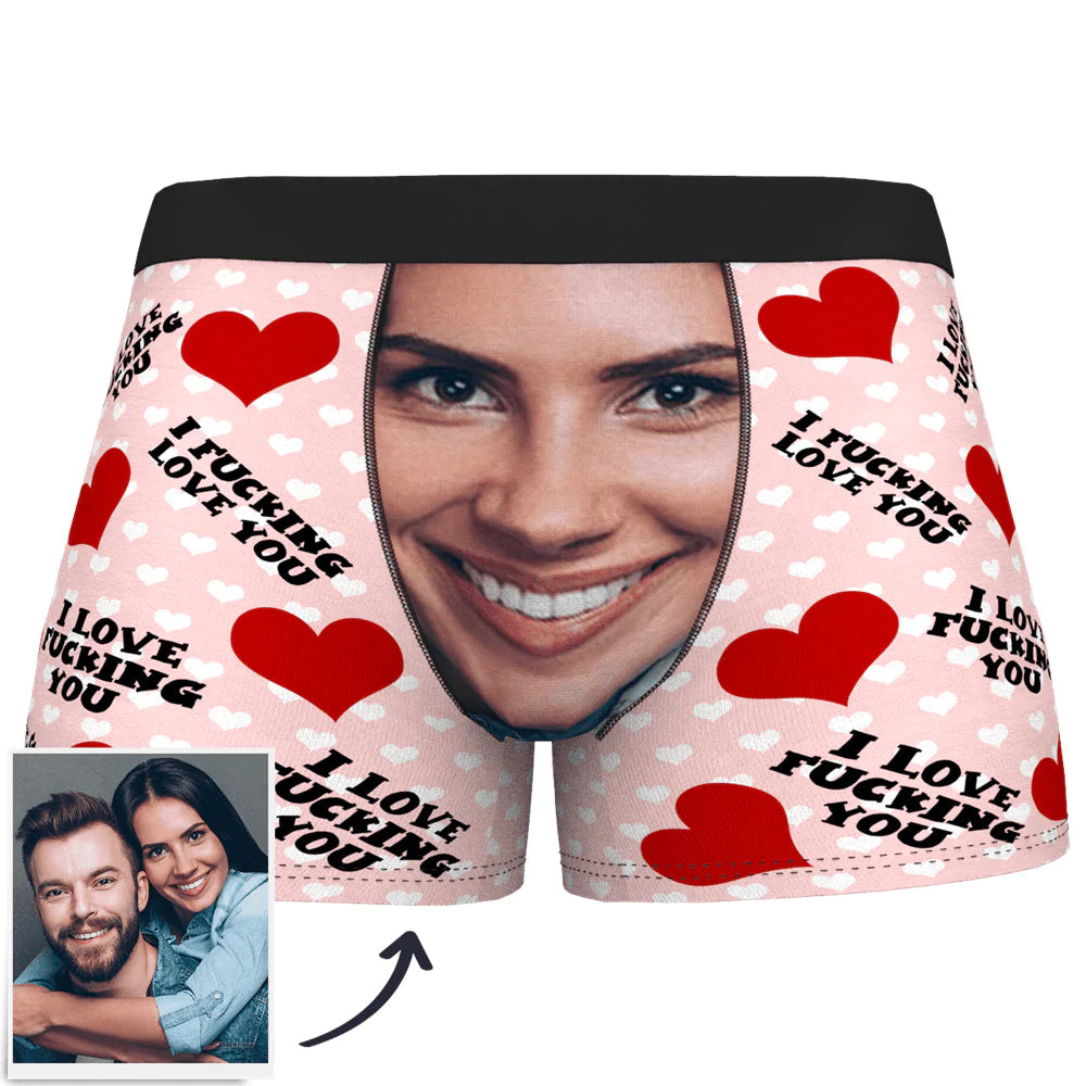 Custom Face Man Boxer Shorts I Fucking Love You-Blongser