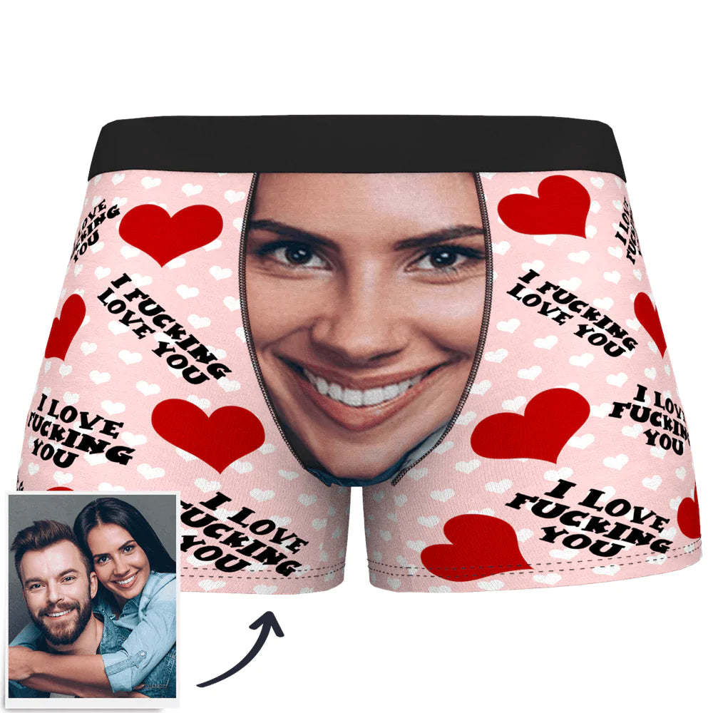 Custom Face Man Boxer Shorts I Fucking Love You-Blongser