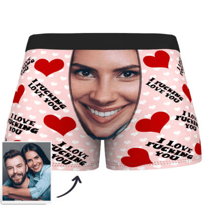 Custom Face Man Boxer Shorts I Fucking Love You-Blongser