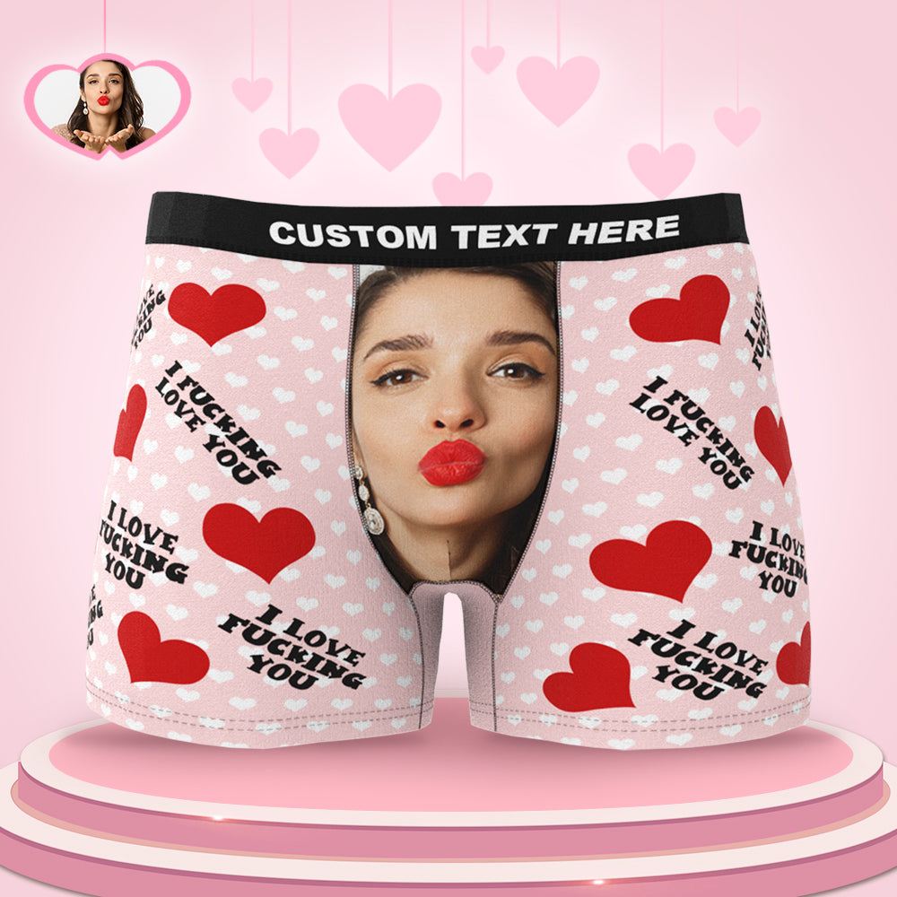 Custom Face Man Boxer Shorts I Fucking Love You-Blongser