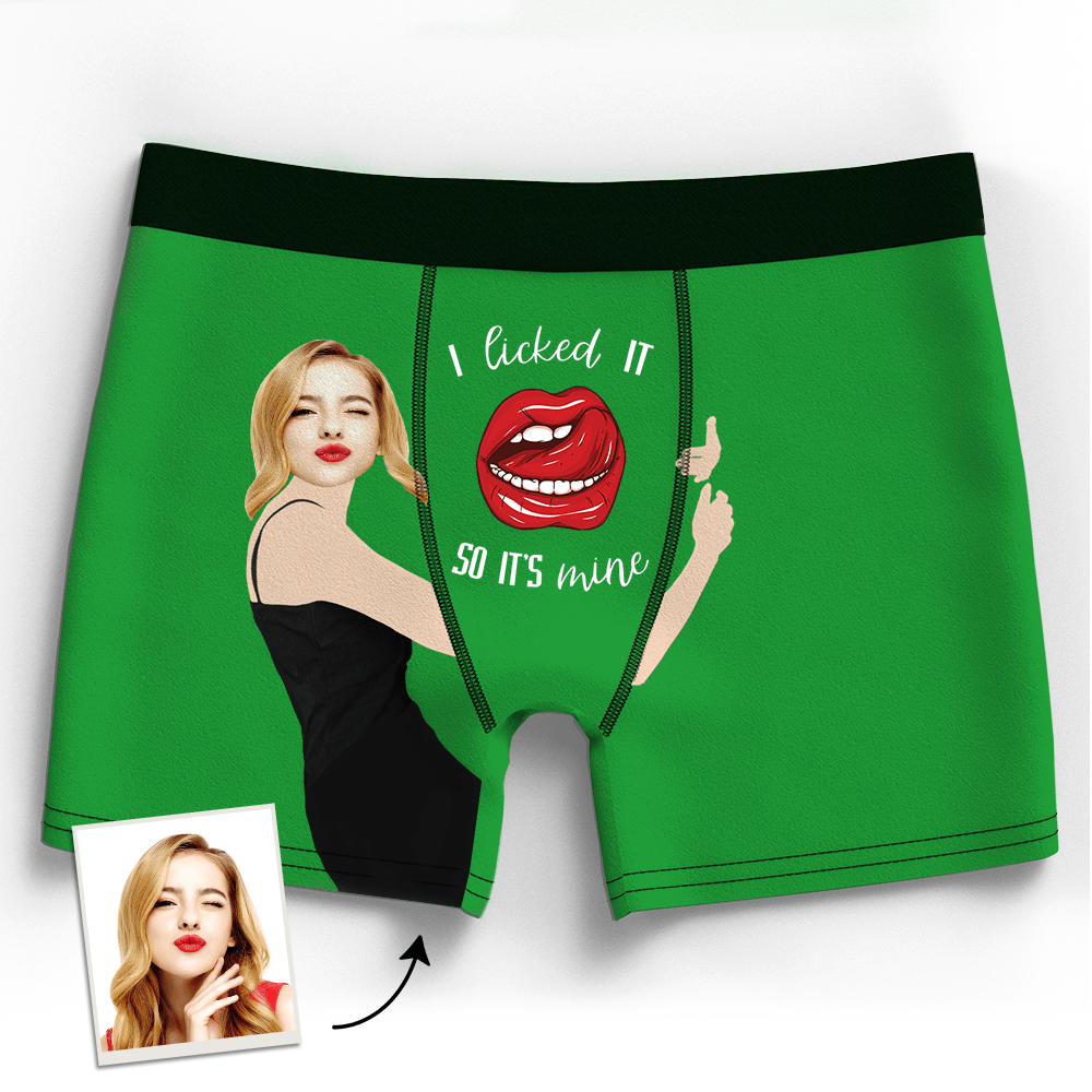 I Licked It So It's Mine Custom Girlfriend's Face Boxer-Blongser
