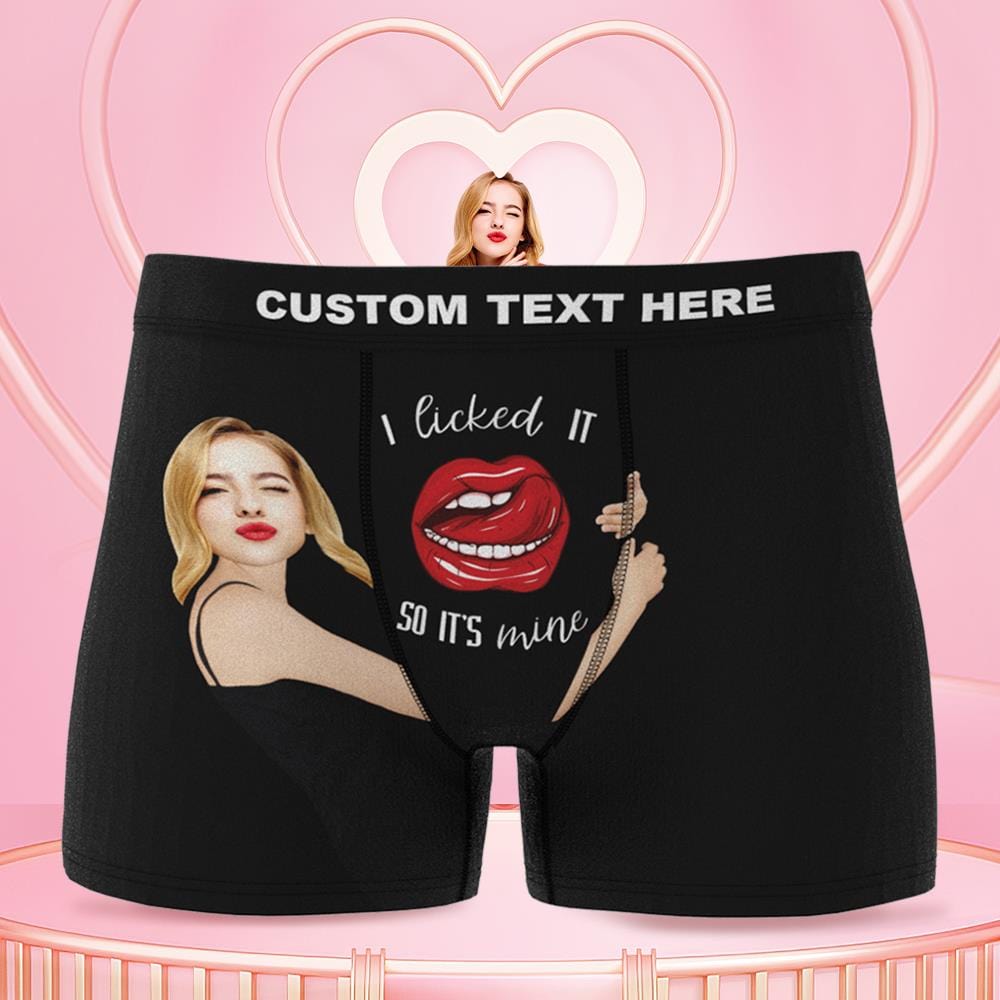I Licked It So It's Mine Custom Girlfriend's Face Boxer-Blongser