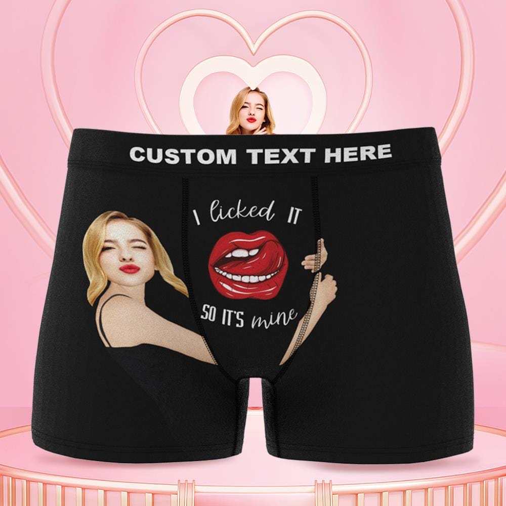 I Licked It So It's Mine Custom Girlfriend's Face Boxer-Blongser