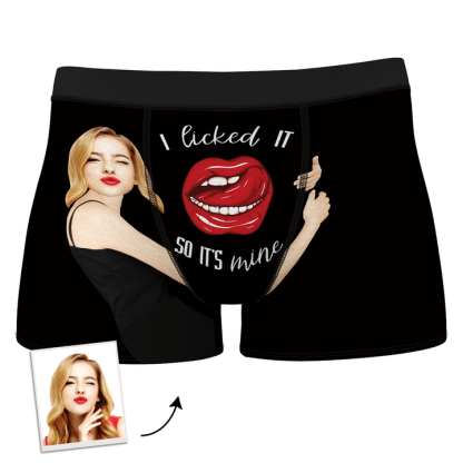 I Licked It So It's Mine Custom Girlfriend's Face Boxer-Blongser