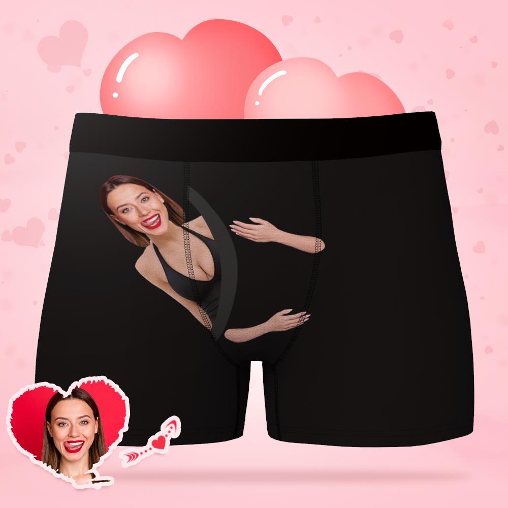 Custom Face Underwear Hug My Treasure Men's All-Over Boxer Briefs-Blongser