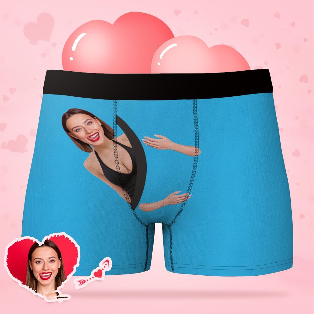 Custom Face Underwear Hug My Treasure Men's All-Over Boxer Briefs-Blongser
