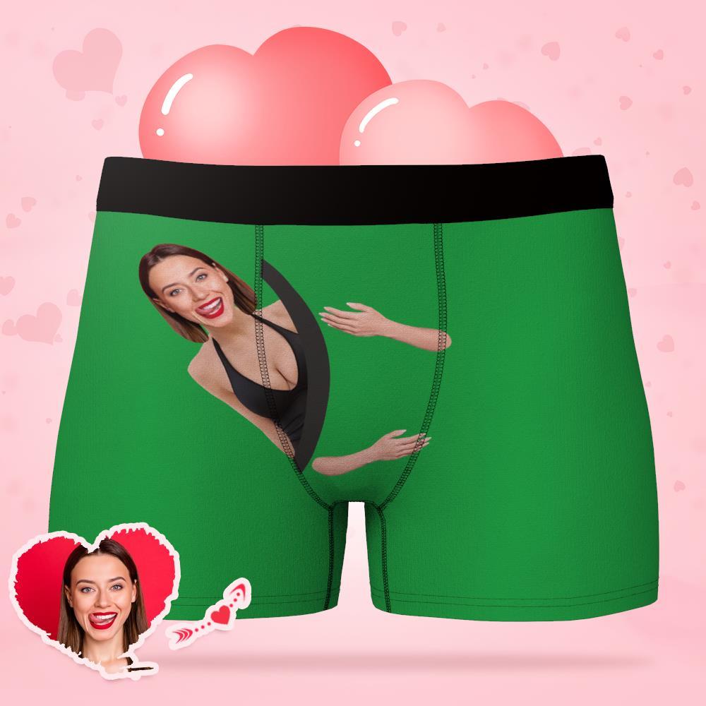 Custom Face Underwear Hug My Treasure Men's All-Over Boxer Briefs-Blongser