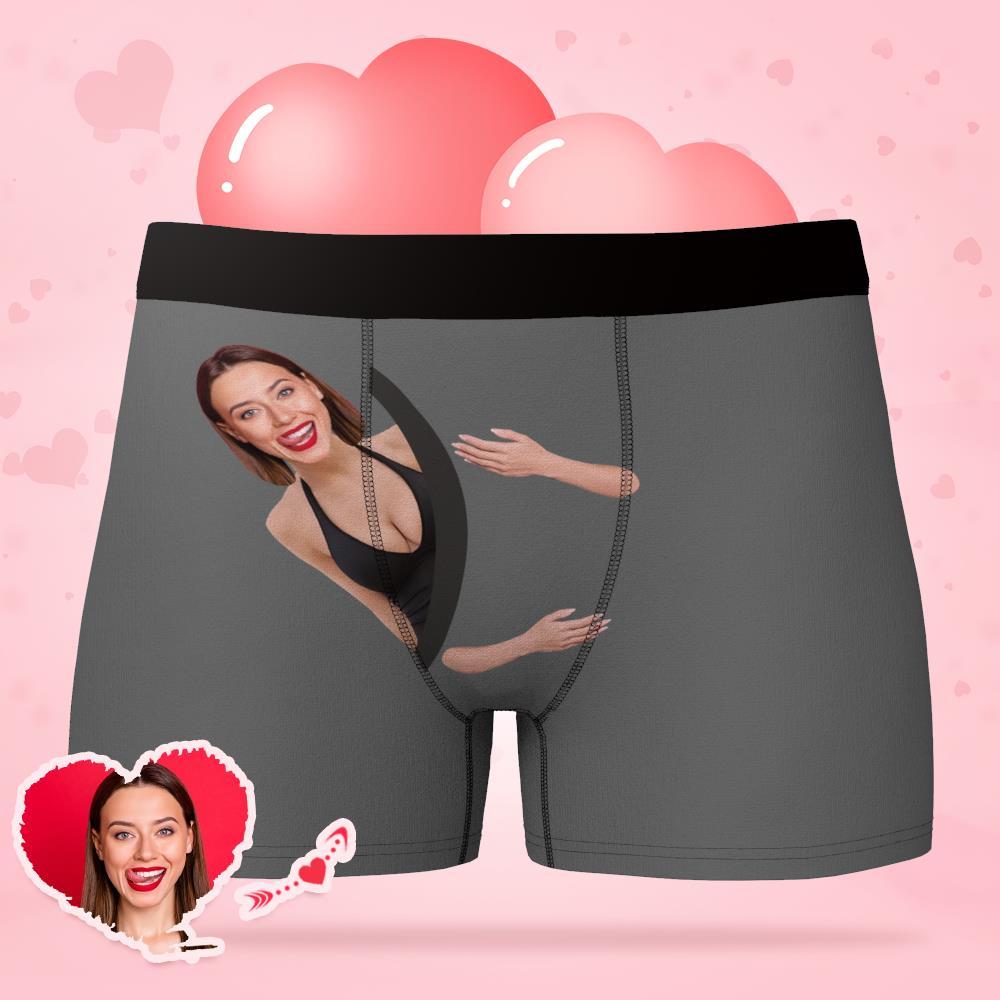 Custom Face Underwear Hug My Treasure Men's All-Over Boxer Briefs-Blongser