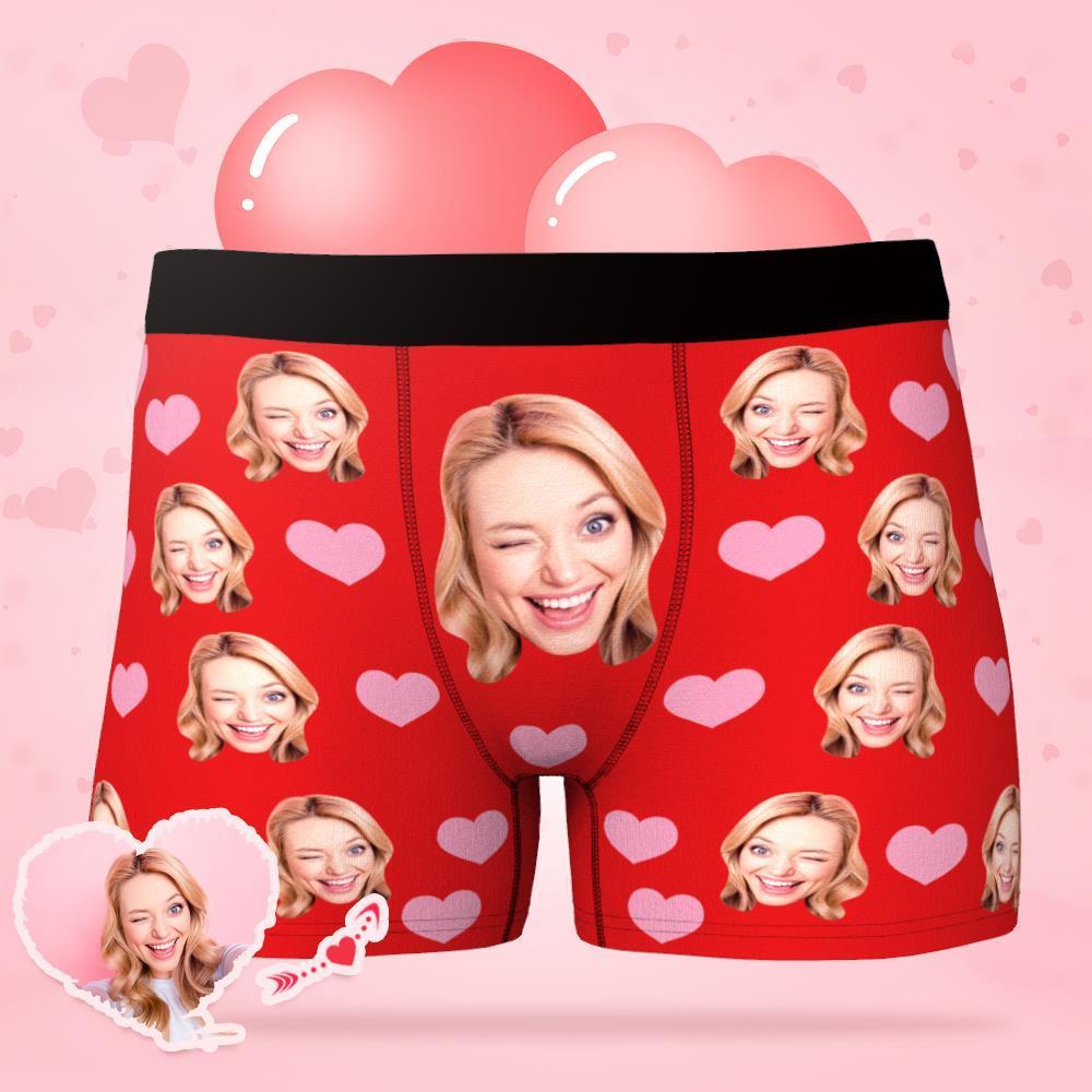 Custom Face Boxer Shorts Men's Underwear with Little Heart-Blongser