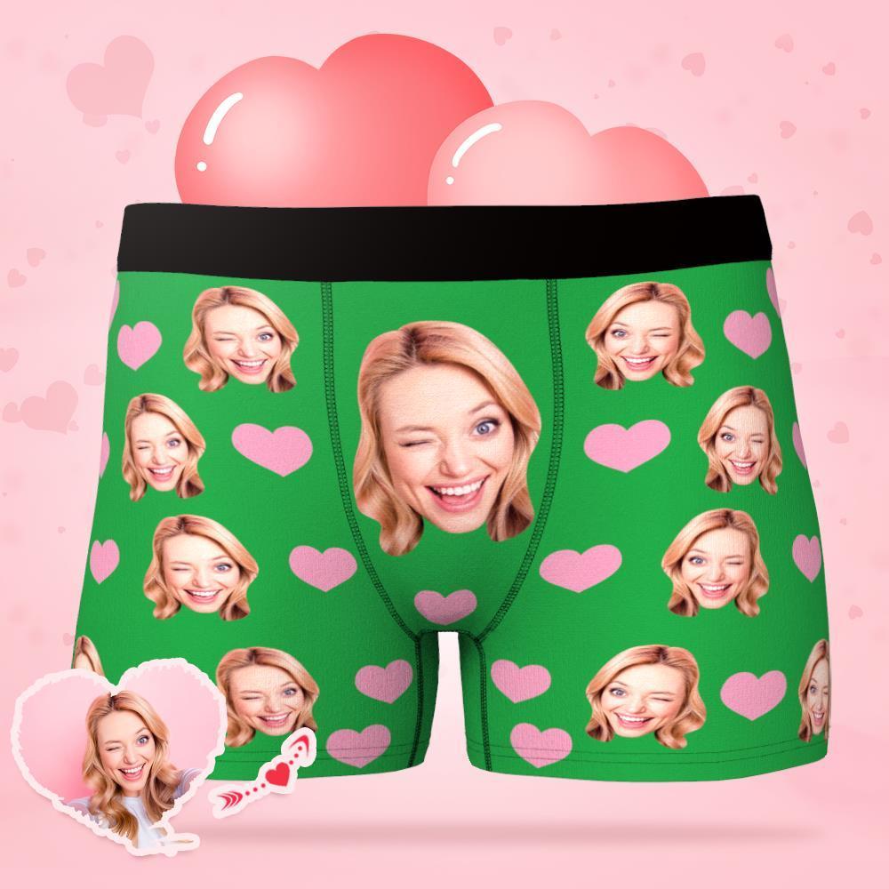 Custom Face Boxer Shorts Men's Underwear with Little Heart-Blongser