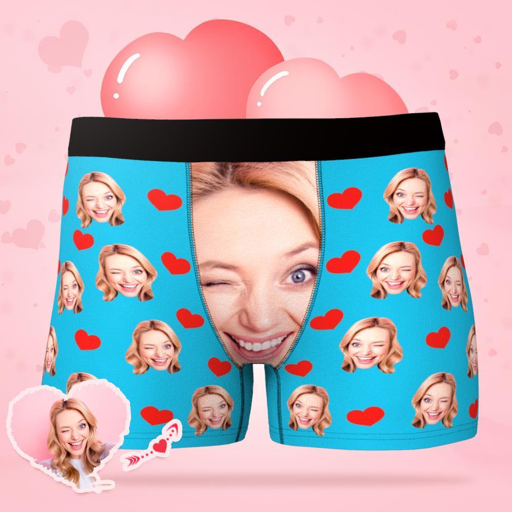 Custom Face Underwear Personalized Love Heart Photo Boxer Briefs-Blongser