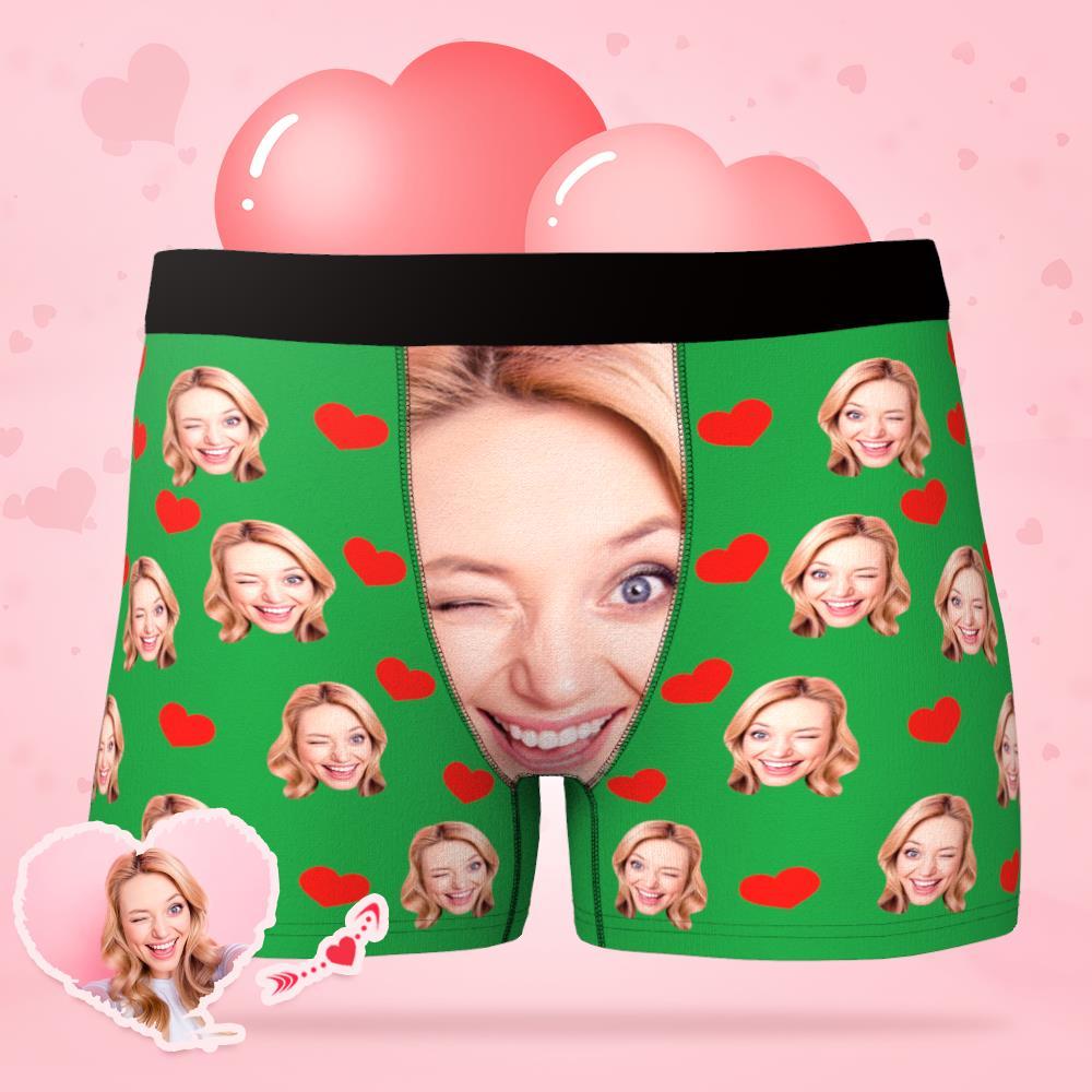 Custom Face Underwear Personalized Love Heart Photo Boxer Briefs-Blongser