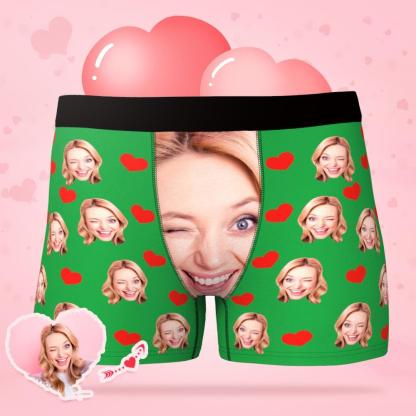 Custom Face Underwear Personalized Love Heart Photo Boxer Briefs-Blongser