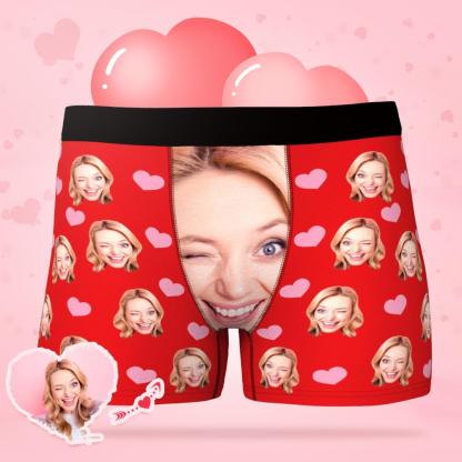 Custom Face Underwear Personalized Love Heart Photo Boxer Briefs-Blongser