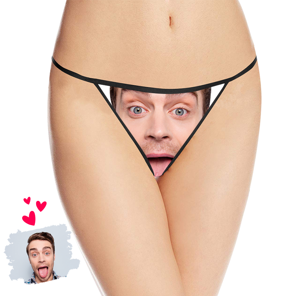 Photo Custom Personalized Thong Panties Women's Custom Printed Face Thong Pantie Sexy Funny Underwear Customized Lingerie Gift For Her-Blongser