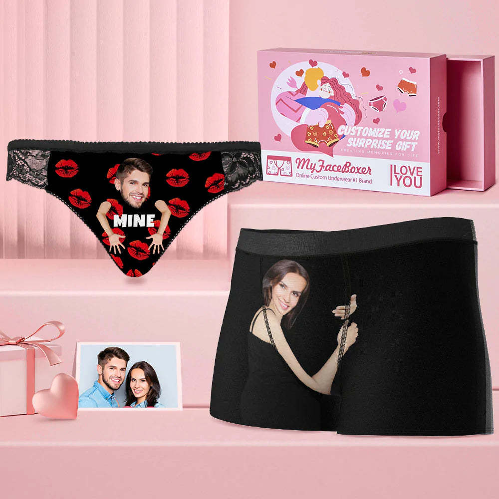 Custom Face Matching Underwear for Couples You are Mine Valentine's Day Gift for Lovers-Blongser