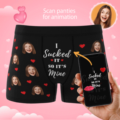 Personalized Funny Face Custom Waistband Text Boxer Gift For Men-it's Mine AR View-Blongser