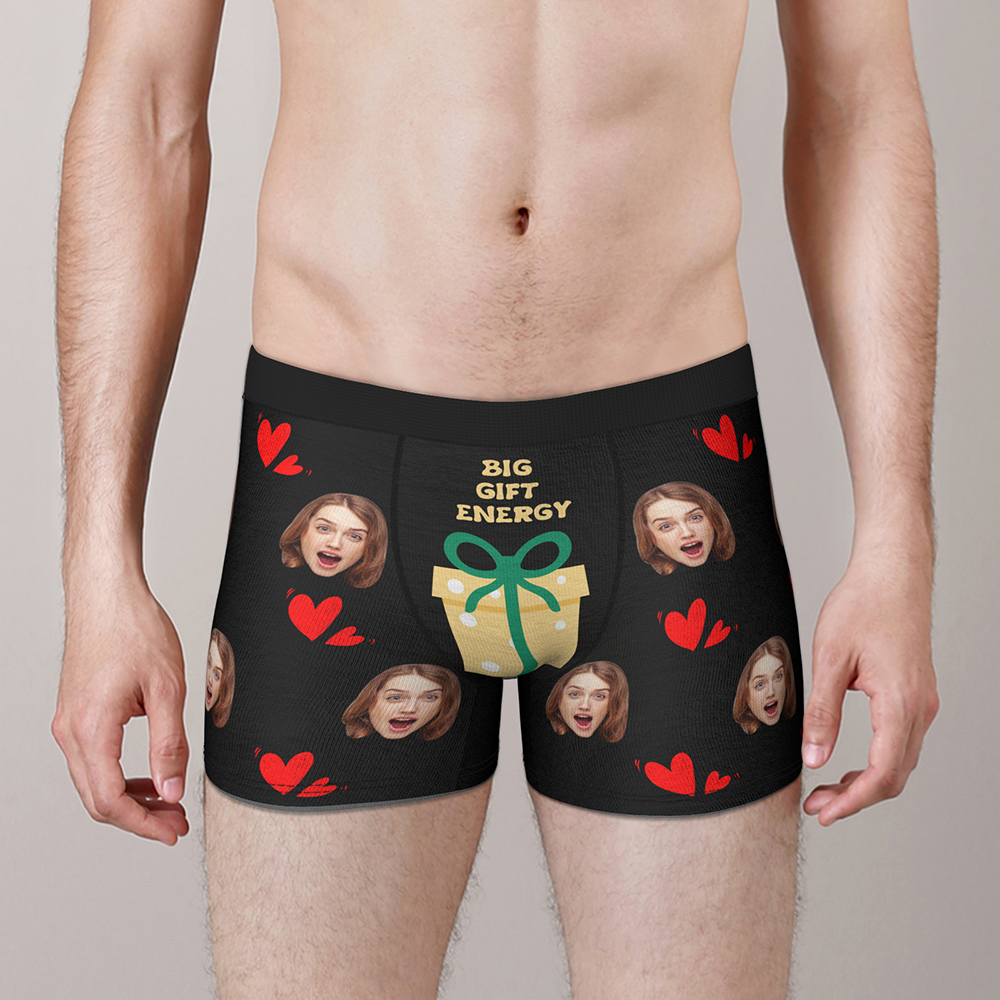 Custom Face Christmas Boxer Funny Big Gift Energy Underwear-Blongser