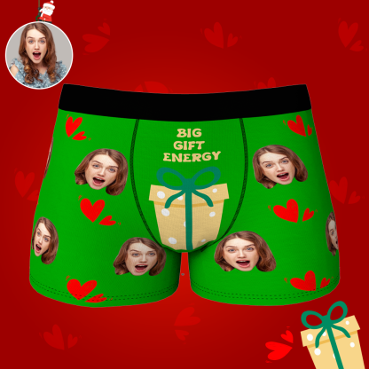 Custom Face Christmas Boxer Funny Big Gift Energy Underwear-Blongser