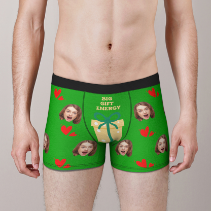 Custom Face Christmas Boxer Funny Big Gift Energy Underwear-Blongser