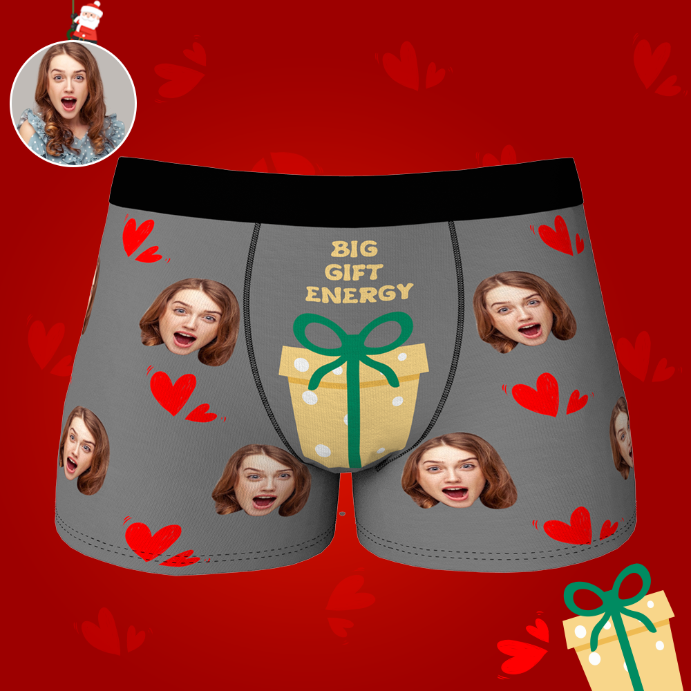 Custom Face Christmas Boxer Funny Big Gift Energy Underwear-Blongser