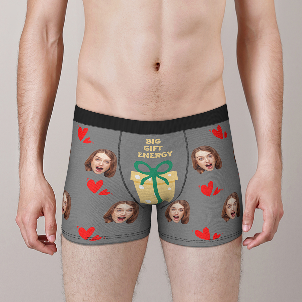 Custom Face Christmas Boxer Funny Big Gift Energy Underwear-Blongser