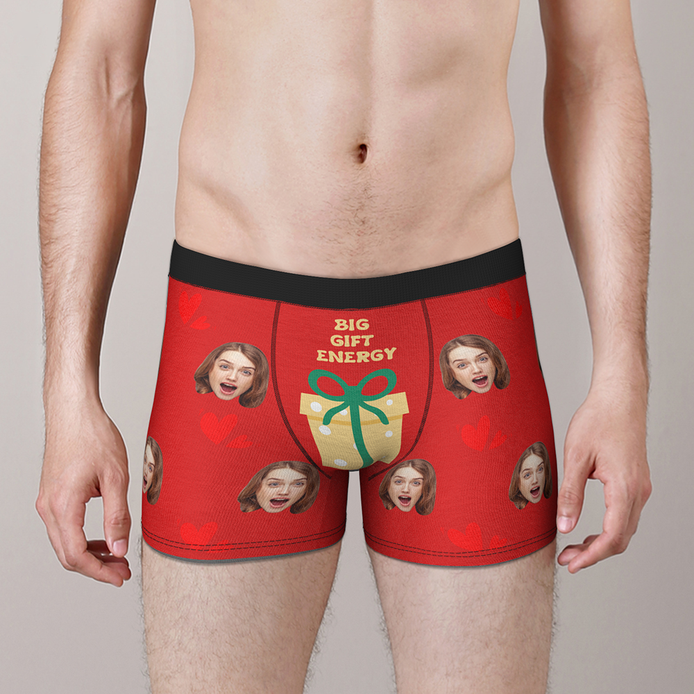 Custom Face Christmas Boxer Funny Big Gift Energy Underwear-Blongser