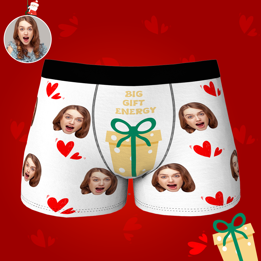 Custom Face Christmas Boxer Funny Big Gift Energy Underwear-Blongser