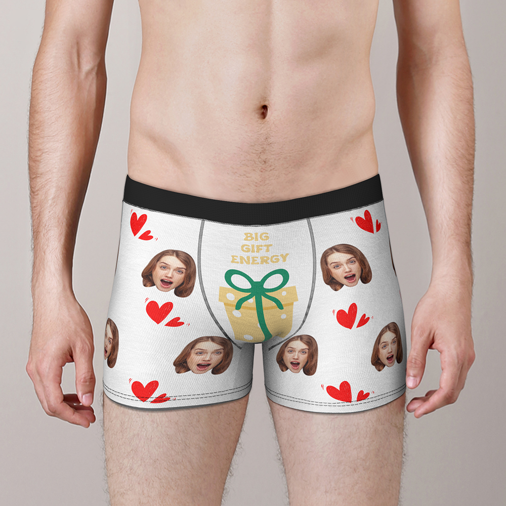 Custom Face Christmas Boxer Funny Big Gift Energy Underwear-Blongser