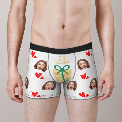 Custom Face Christmas Boxer Funny Big Gift Energy Underwear-Blongser
