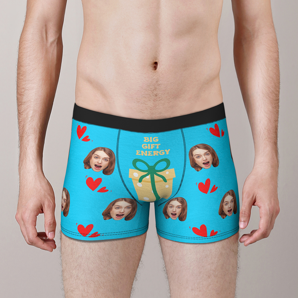 Custom Face Christmas Boxer Funny Big Gift Energy Underwear-Blongser