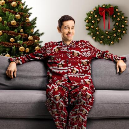 Custom Face Christmas Pajamas - 3 Colors-Blongser