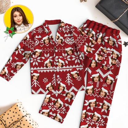 Custom Face Christmas Pajamas - 3 Colors-Blongser