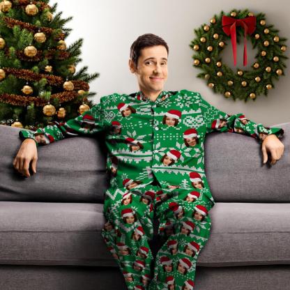 Custom Face Christmas Pajamas - 3 Colors-Blongser