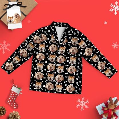 Custom Face Pajamas Family Set - Dog face and bones-Blongser