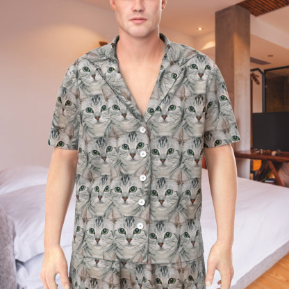 Custom Face Pajamas Men's Short Sleeve Pyjamas-Blongser